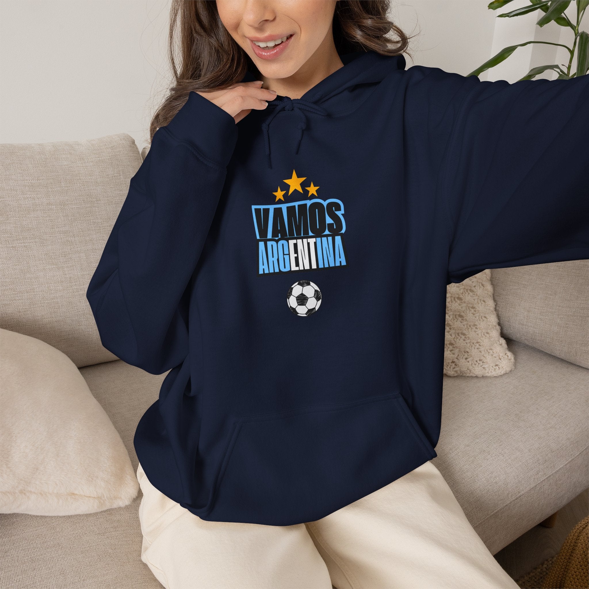 Vamos Argentina Soccer Hoodie — Argentina Flag Sun Football Fan Sweatshirt - caldrwear.com