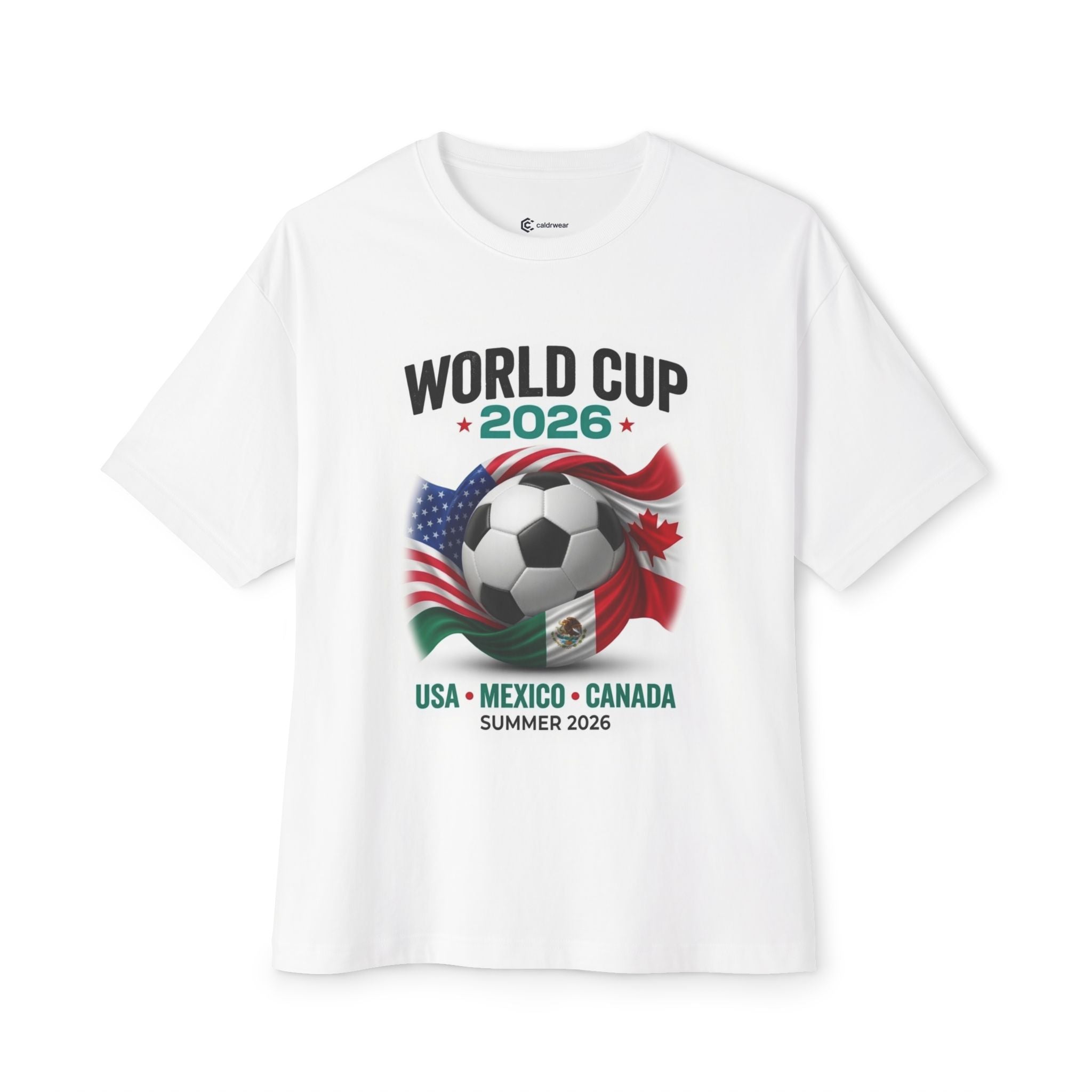 World Cup 2026 Soccer Tee — USA Mexico Canada Flags & 48 Nations Graphic - caldrwear.com